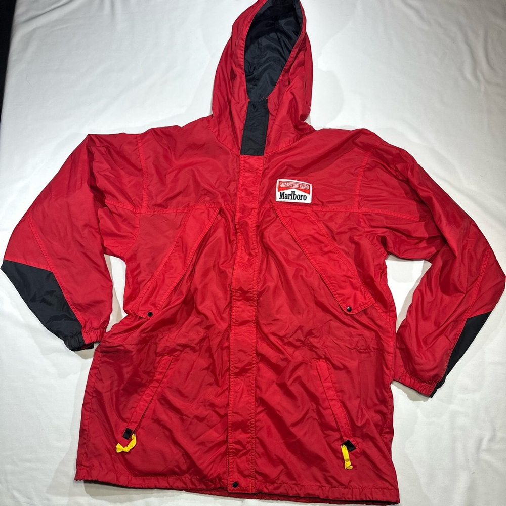 90’s Marlboro Adventure Team Windbreaker XL Red Full Zip Hooded Jacket